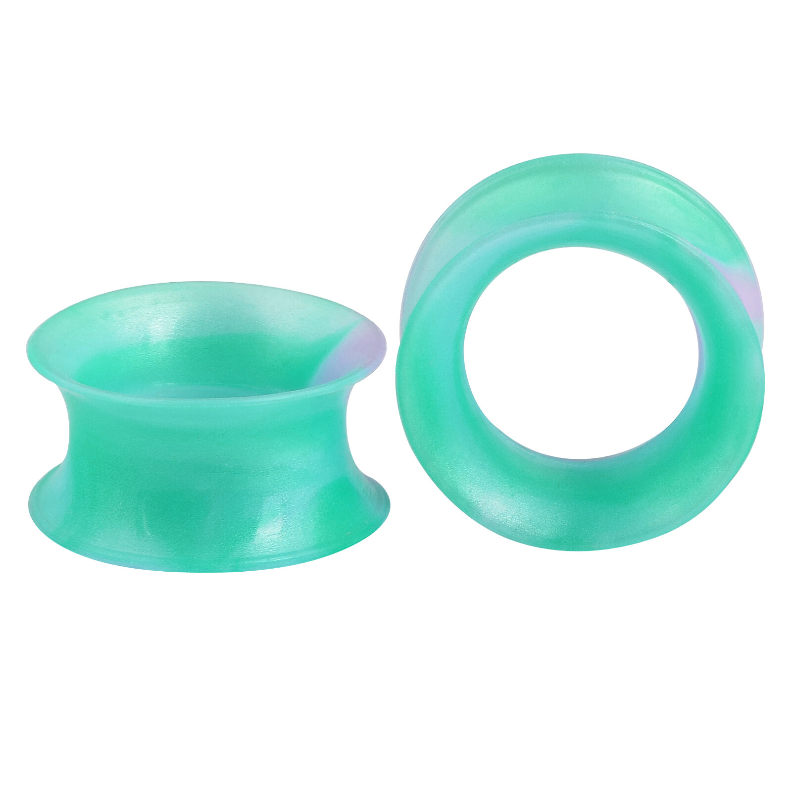 Pair Colorful Thin Silicone Ear Tunnels Plugs Gauges Earskin Earlets Flesh Gauge
