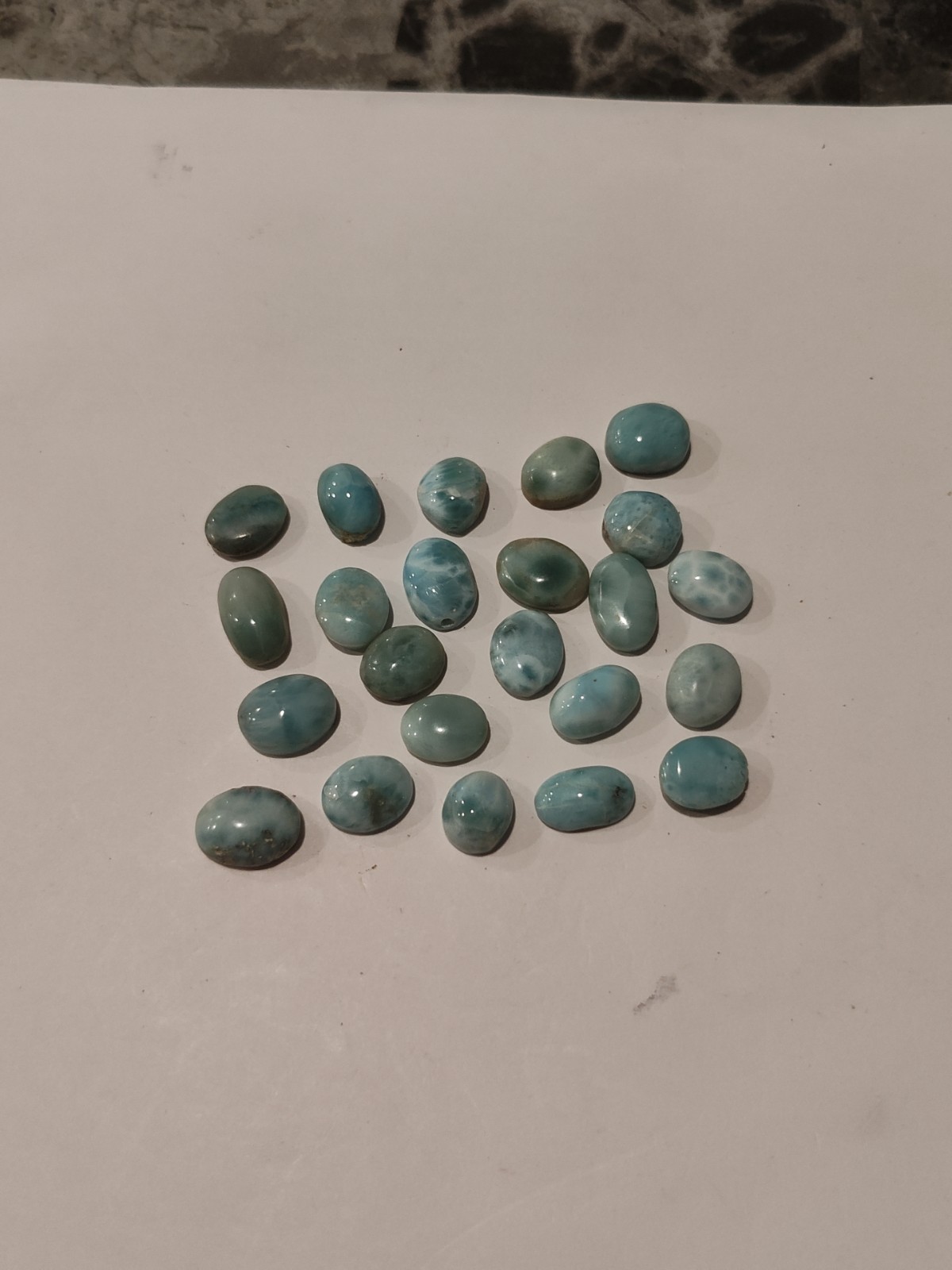Misc Larimar Cabochons Lot 100 Cts Very Good Quality…Mix Of Calibrated Sizes