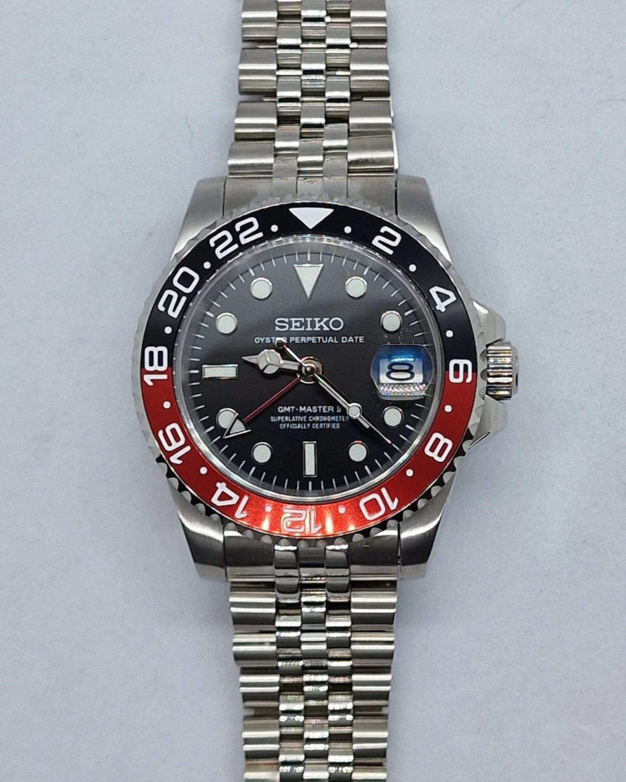 PrimeCrown Steel GMT Automatic | Red/Black 24h Bezel | NH34
