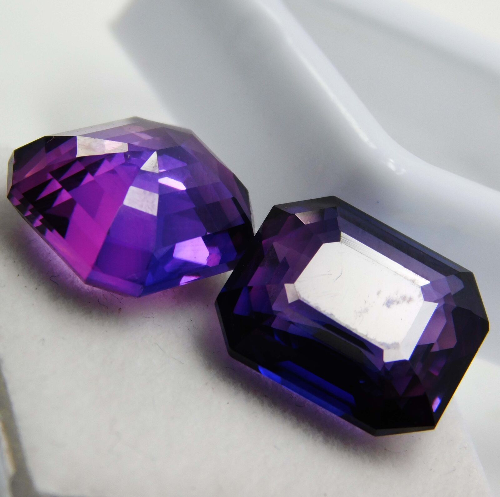 21.25 Ct NATURAL EMERALD Cut Purple TANZANITE Stone CERTIFIED Gemstone Pair