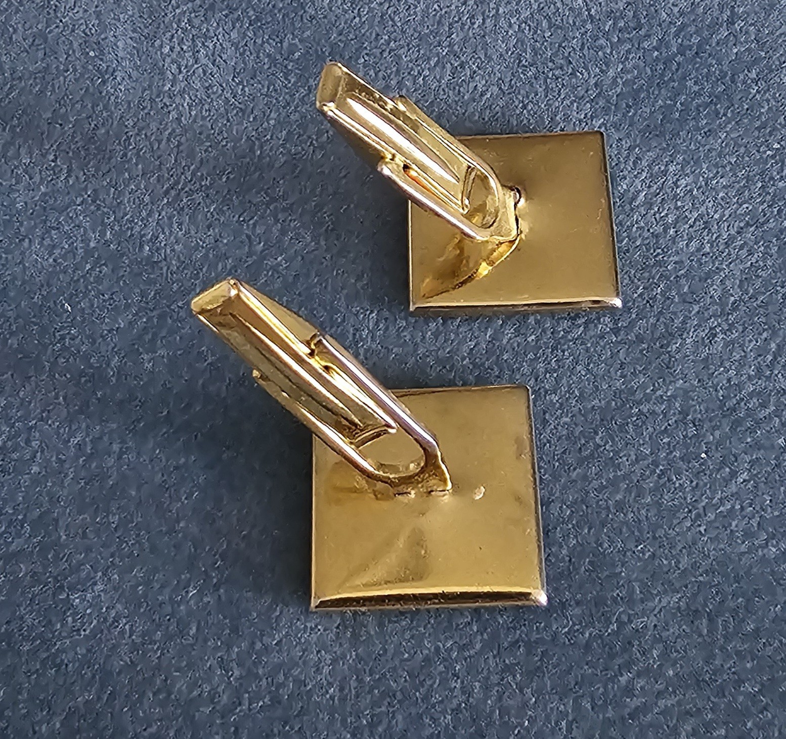 Vintage Square Black & Gold Damascene Cufflinks Mid 20th Century