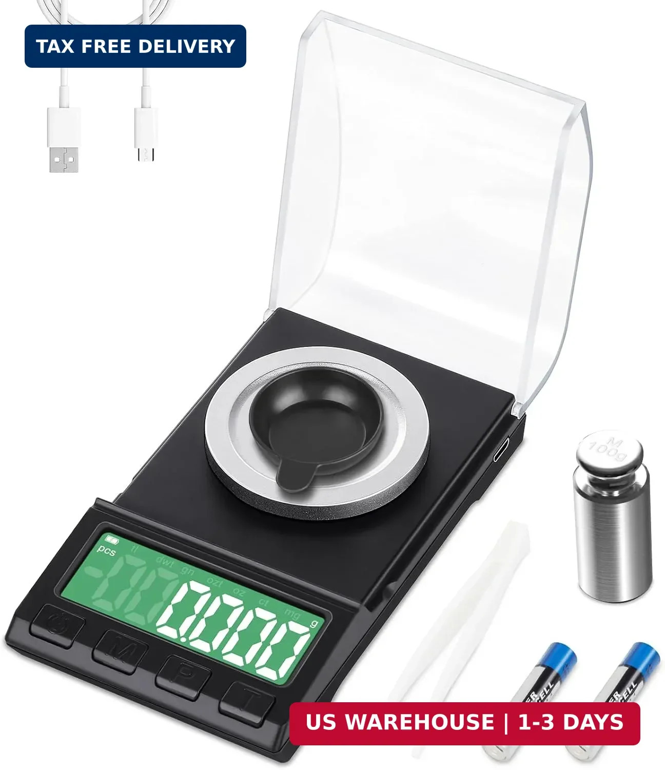 Portable Milligram Scale 100g/0.001g, Diyife Rechargeable Gram Scale with 8 Unit