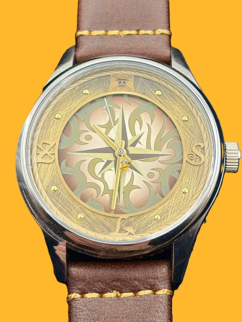 ONE PIECE Official Wristwatch Luffy Zoro Sanji Brown Silver Anime Rare Japan