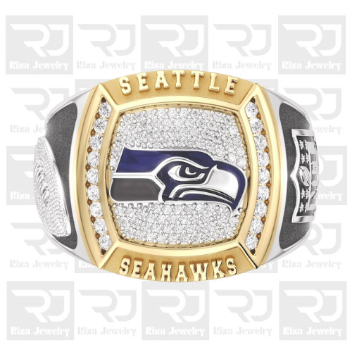 Seattle Seahawks Men’s 2.00 Ct Moissanite Two-Tone 925 Silver Championship Ring