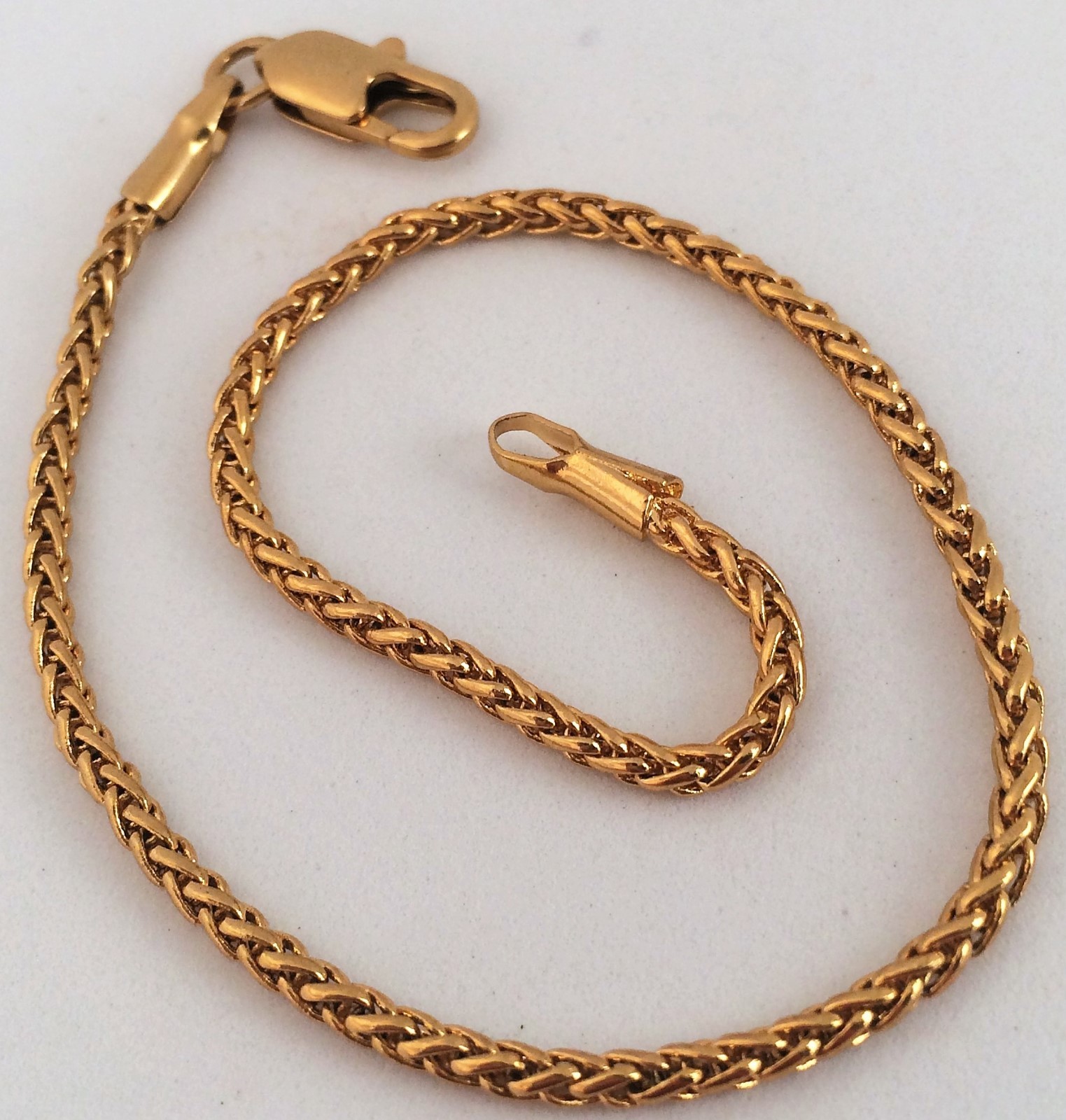 Man’s 18K Gold Layered 3mm Popcorn bracelet 8 1/4 LY08