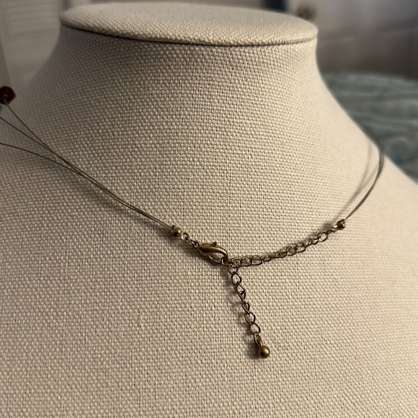Women 19 inches long Necklace with black and burgundy and crystal clear stones