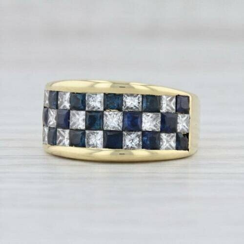 2.10Ct Princess Sapphire & Simulated Diamond 14K Yellow Gold Finish Party Ring