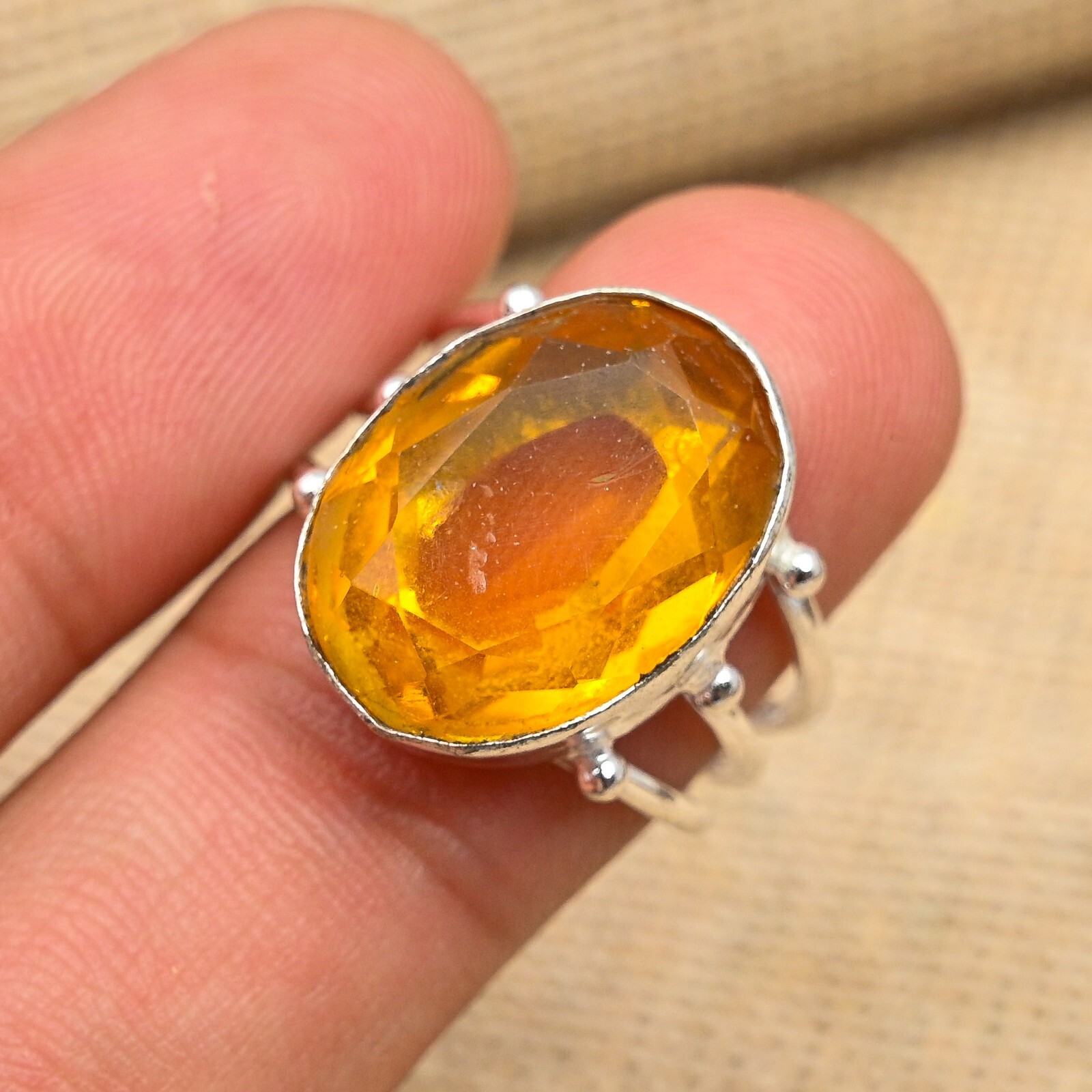 Honey Topaz Gemstone Handmade 925 Sterling Silver Ring Jewelry