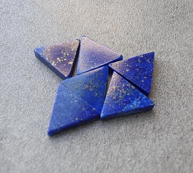 Natural Lapis Lazuli Triangle Shape Flat Cabochon Calibrated Loose Gemstones