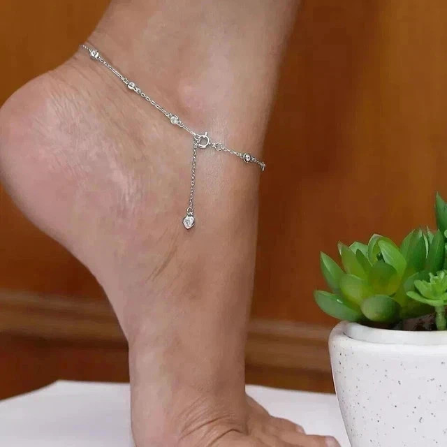 2.00Ct Round Cut Lab Created Diamond Women’s Gift Anklets 14k White Gold Plated
