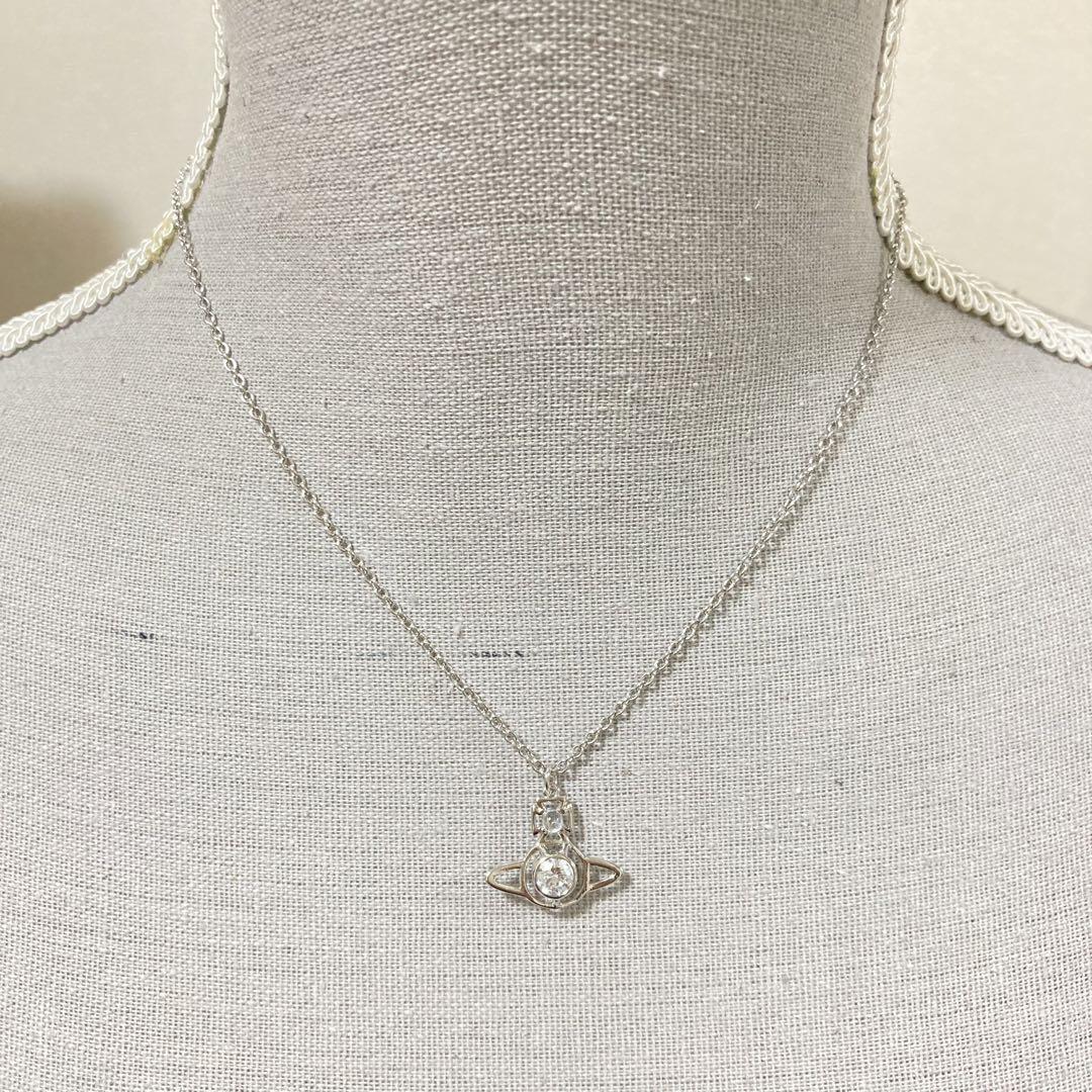 Vivienne Westwood Necklace Petite Rhinestone Silver w/drawstring