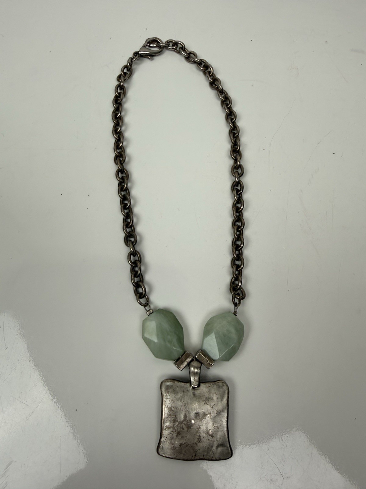 VTG Danon Pewter Pendant Necklace Featuring Brands Iconic Brutalist Handcrafted