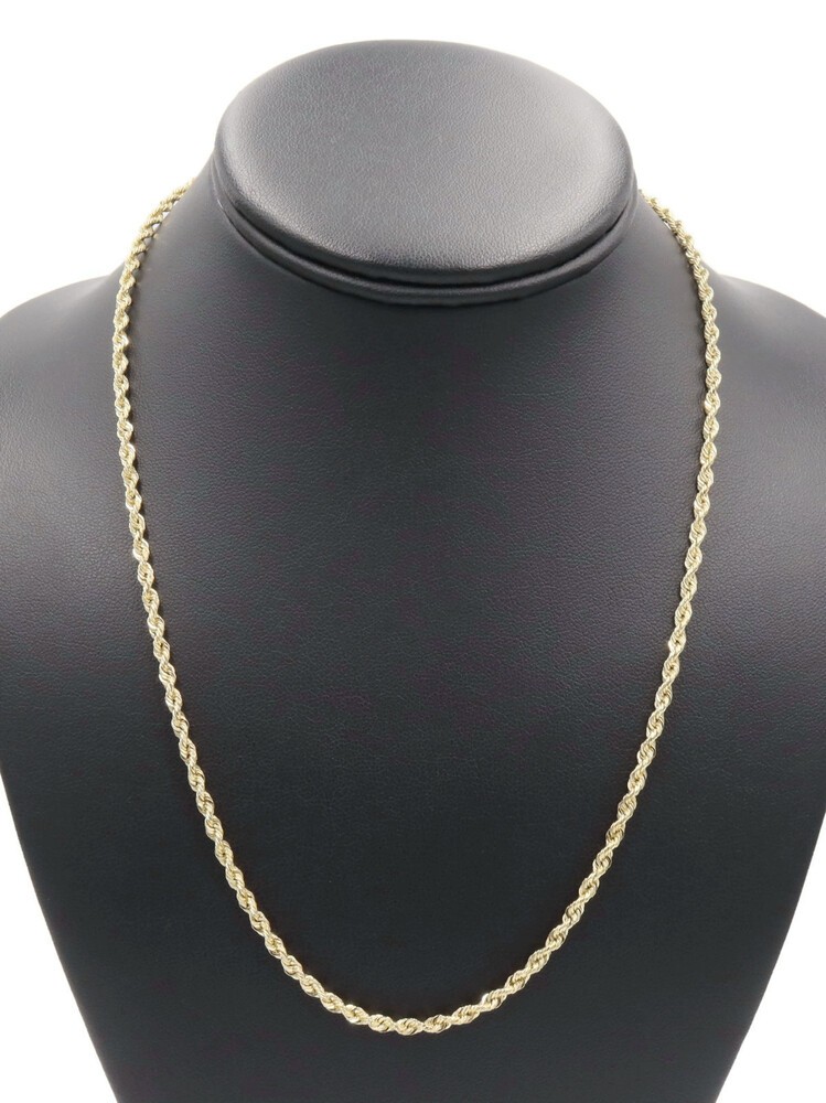 High Shine 10KT Yellow Gold 2.9mm Wide Solid Rope Chain 20″ Necklace – 11.09g