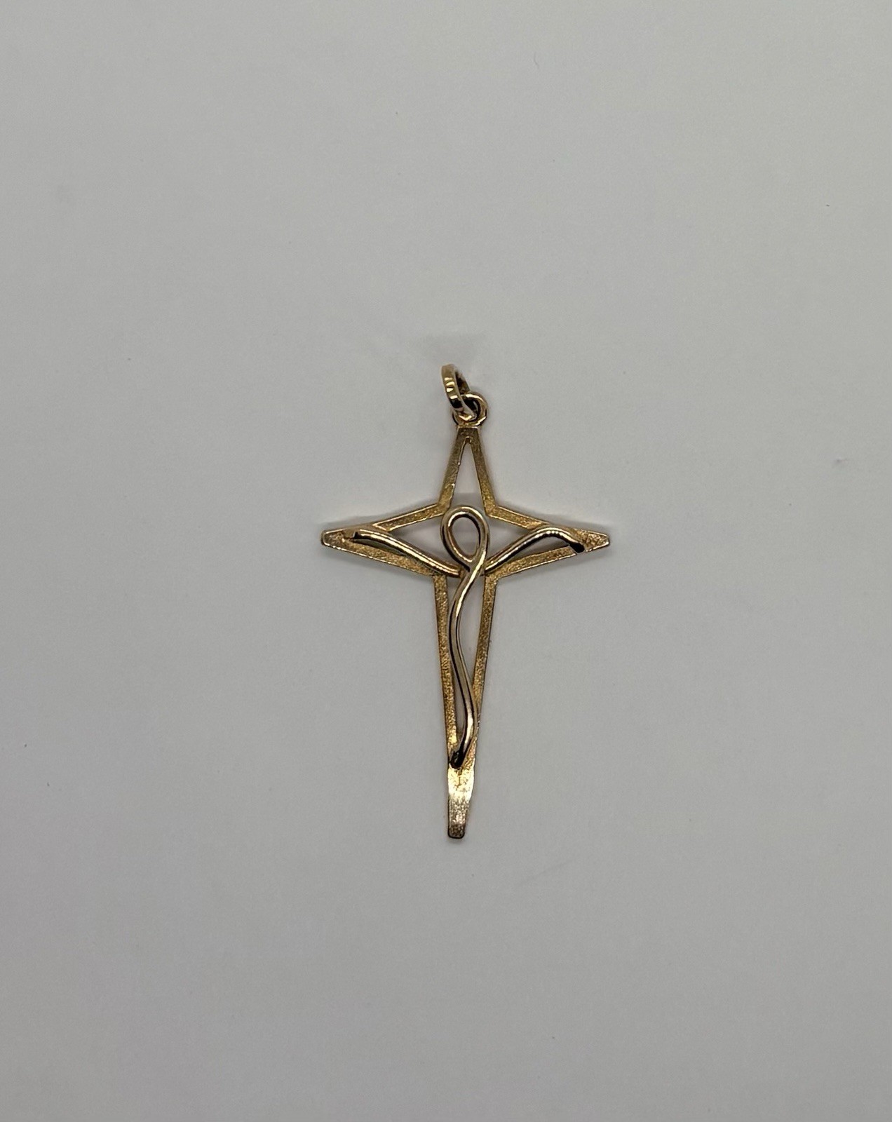 Minimalistic 14k Yellow Gold Crucifix Pendant. One Of A Kind Design.