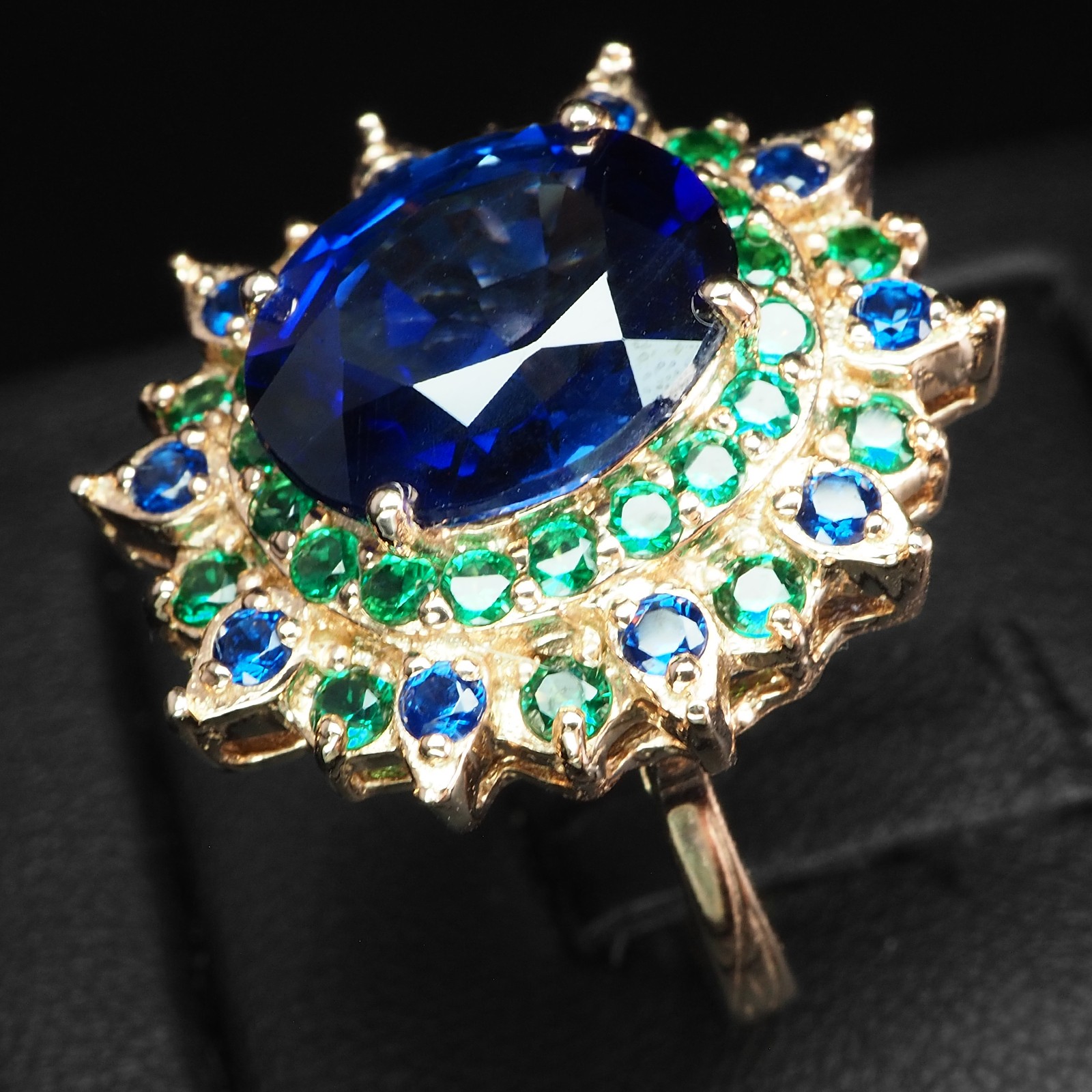 TIMELESS DESIGN RINGS ROYAL BLUE SAPPHIRE 8.90CT 925 STERLING SILVER SIZE 7.5