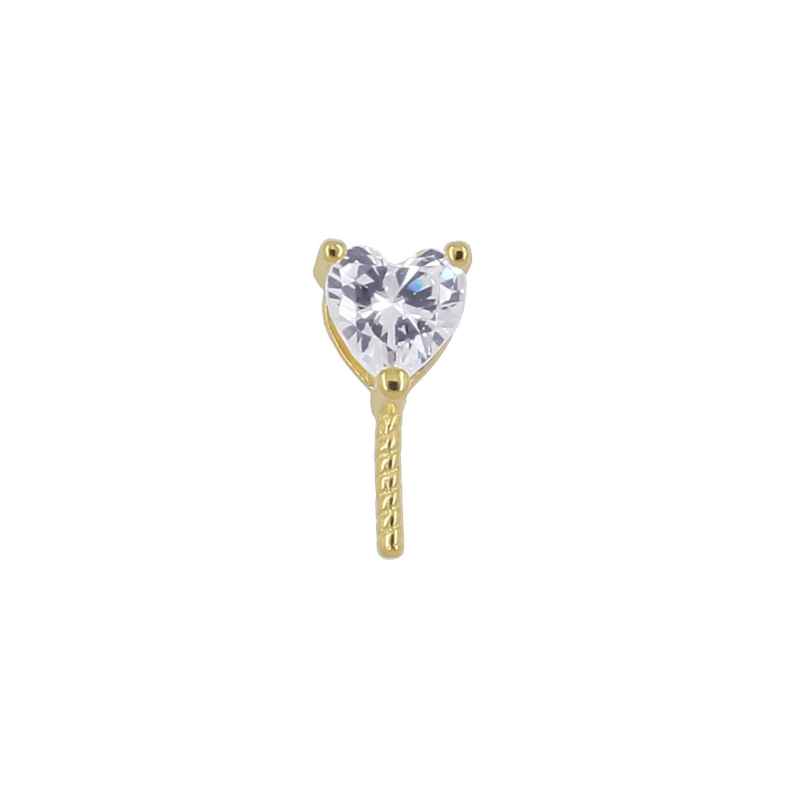 Gold Plated Sterling Silver CZ Heart Pearl Pendant Bail with Glue In Pin #51036