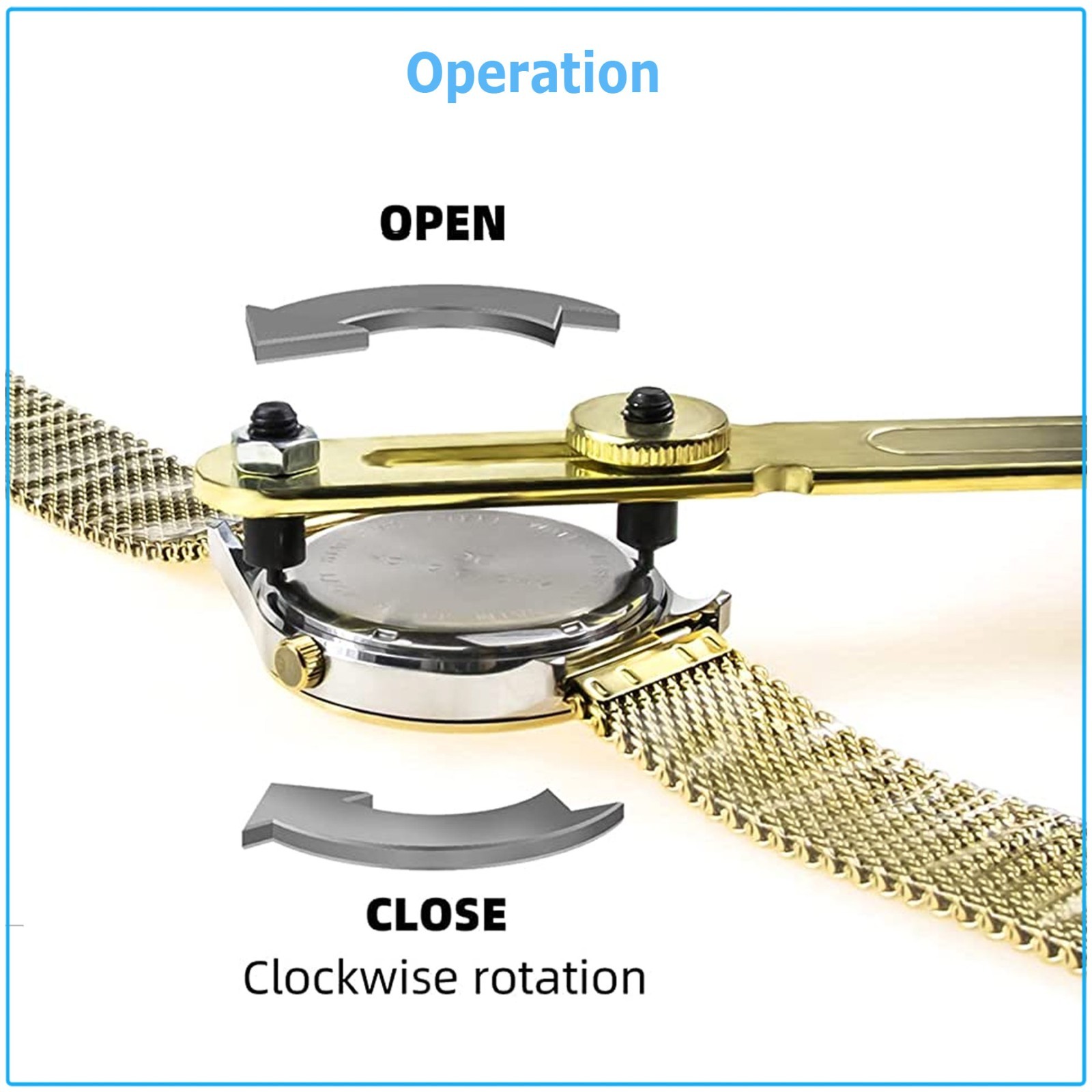 Adjustable Rectangle Watch Back Case Cover Opener Remover Wrench Repair Kit Tool