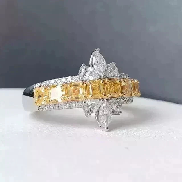 3Ct Asscher Lab Created Citrine Diamond Women Wedding Ring 14K White Gold Plated
