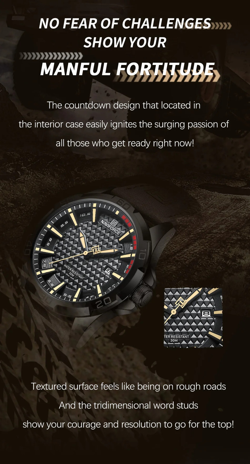 NAVIFORCE Men Casual Sport Military Quartz Calendar Wrist Watch for Man Business