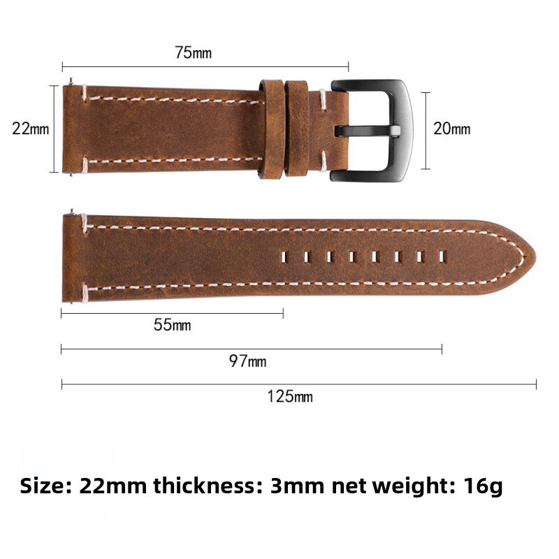 Quality Genuine Leather Watch Strap, Quick Release Wristband 18 19 20 21 22 24mm