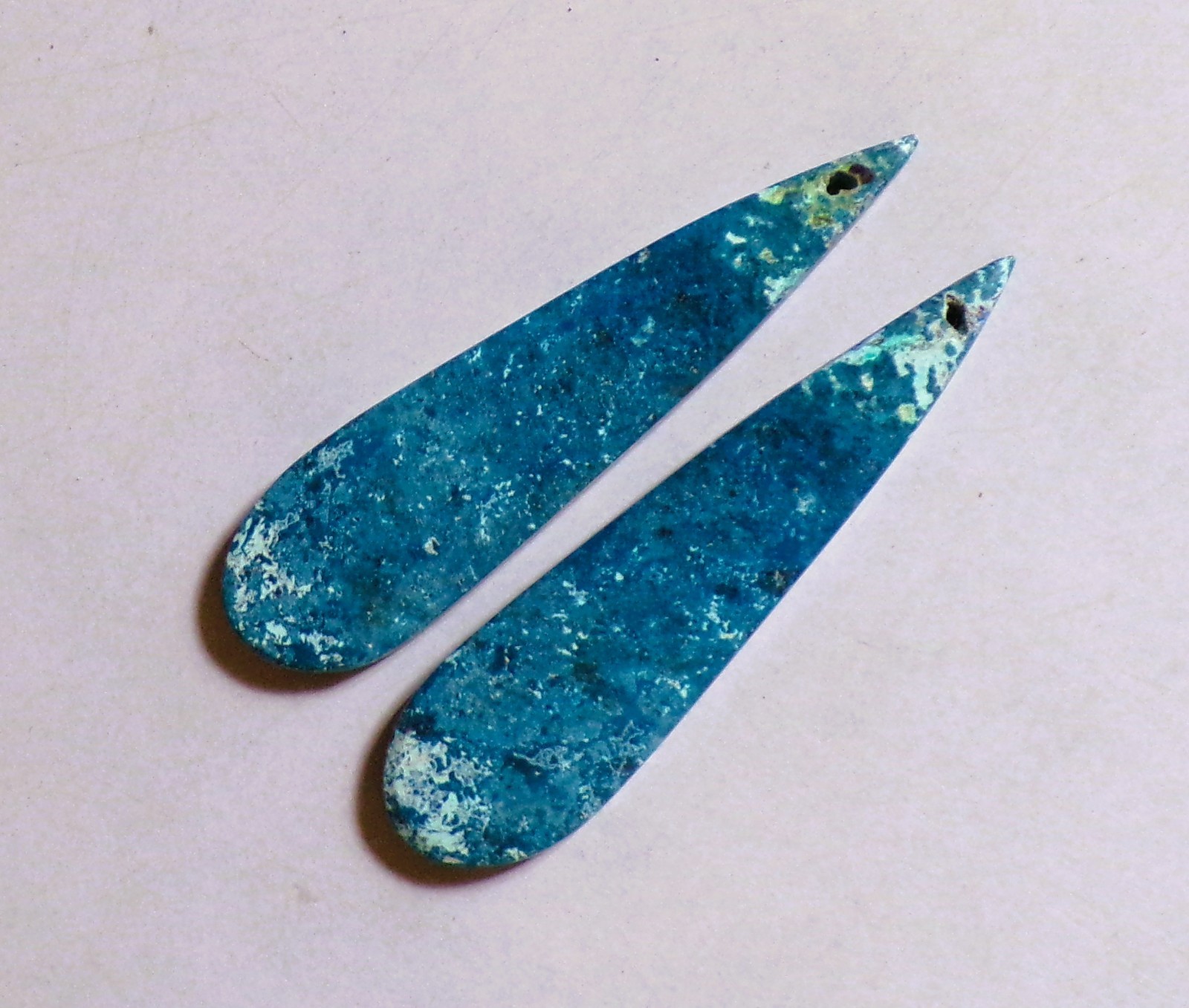 49.25 Cts Natural Shattuckite Drilled Cabochon Match Pair Gemstone 52X13.3MM 49