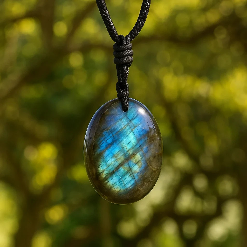Labradorite Stone Pendant Natural Healing Crystal Amulet Necklace Gift for Women