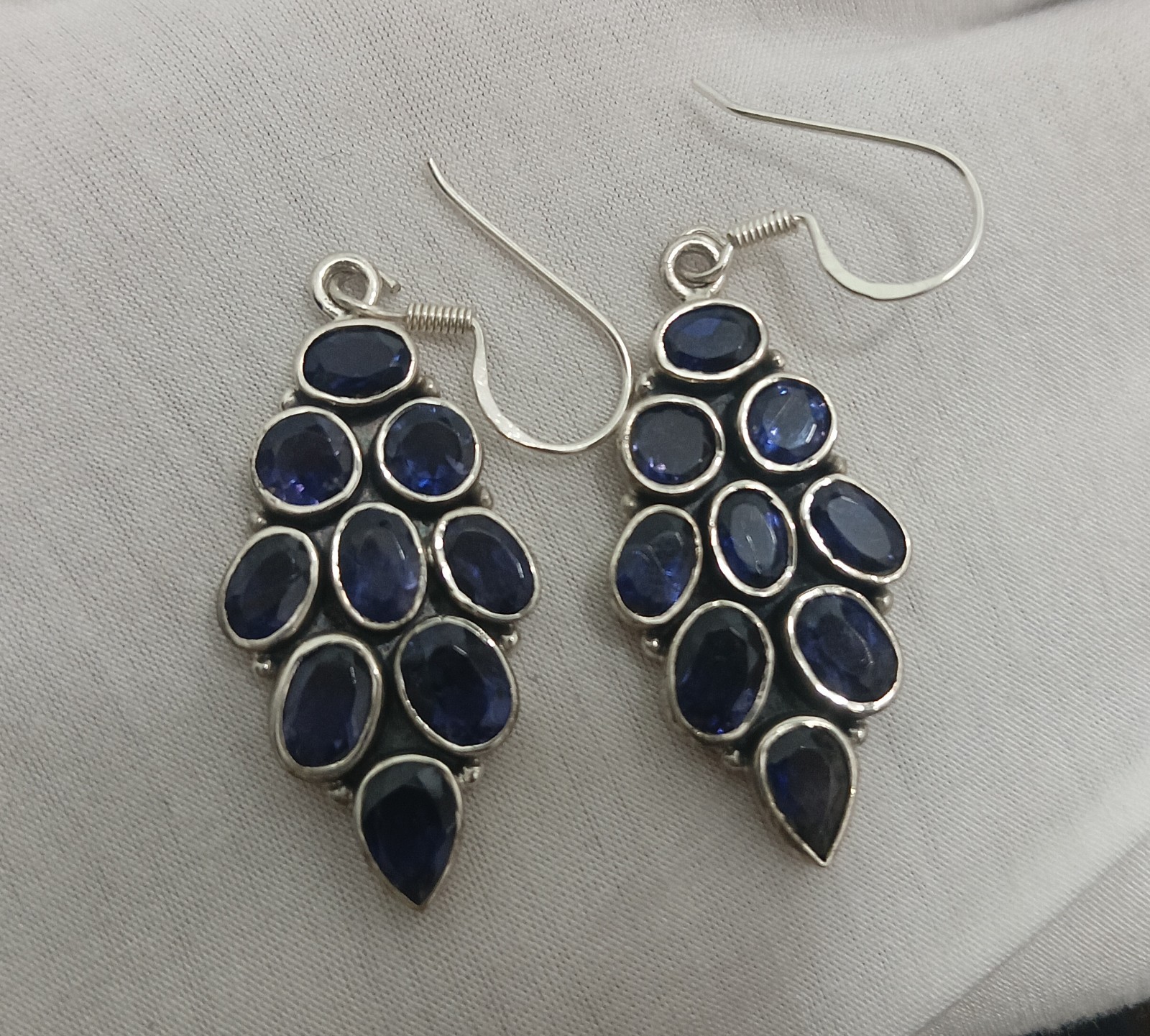 925 Sterling Silver Natural Multi Iolite Gems Woman Anniversary Earring NA-79