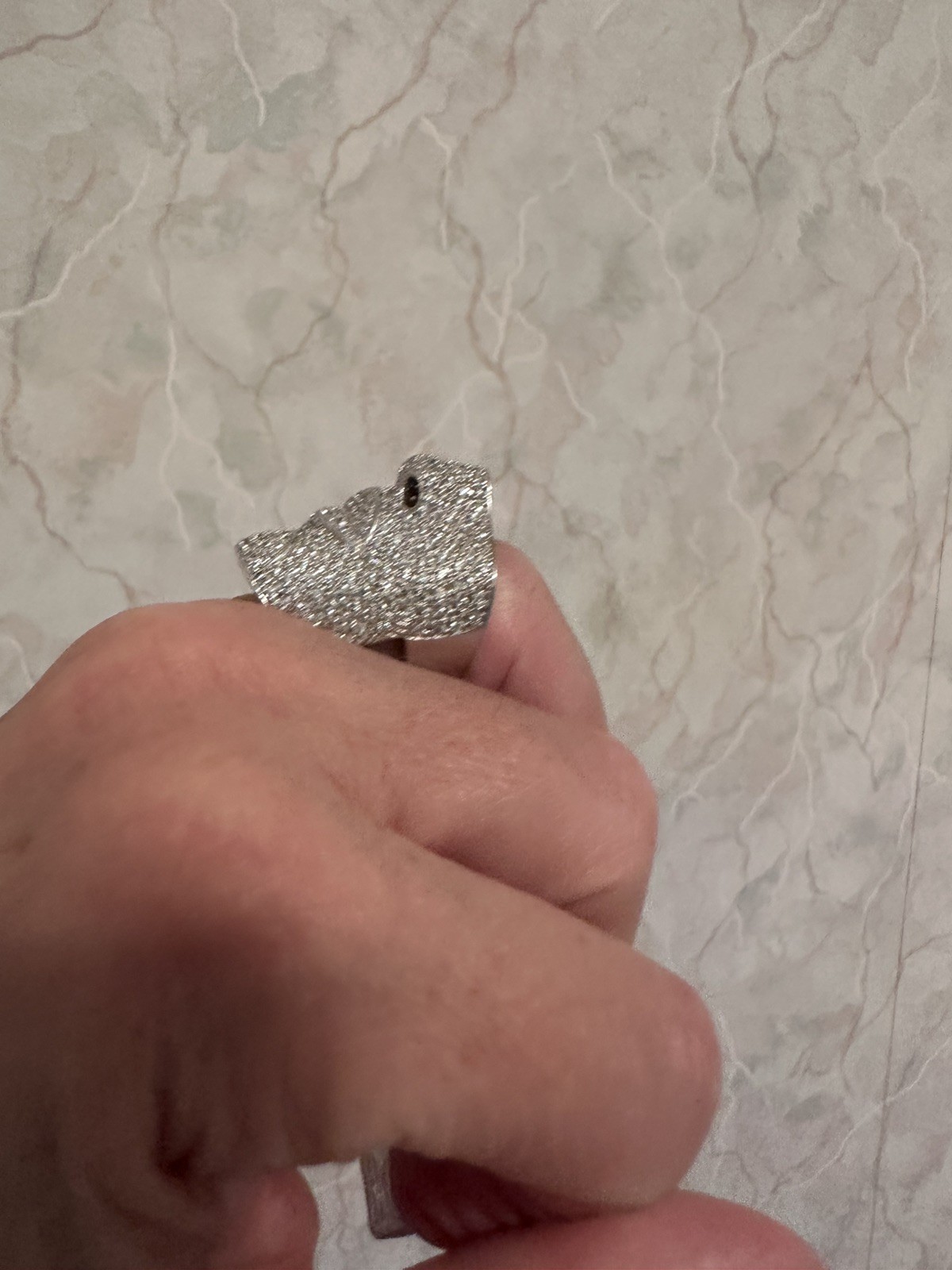 SONIA BITTON SIMULATED DIAMOND FACE RING ~ STERLING SILVER RING