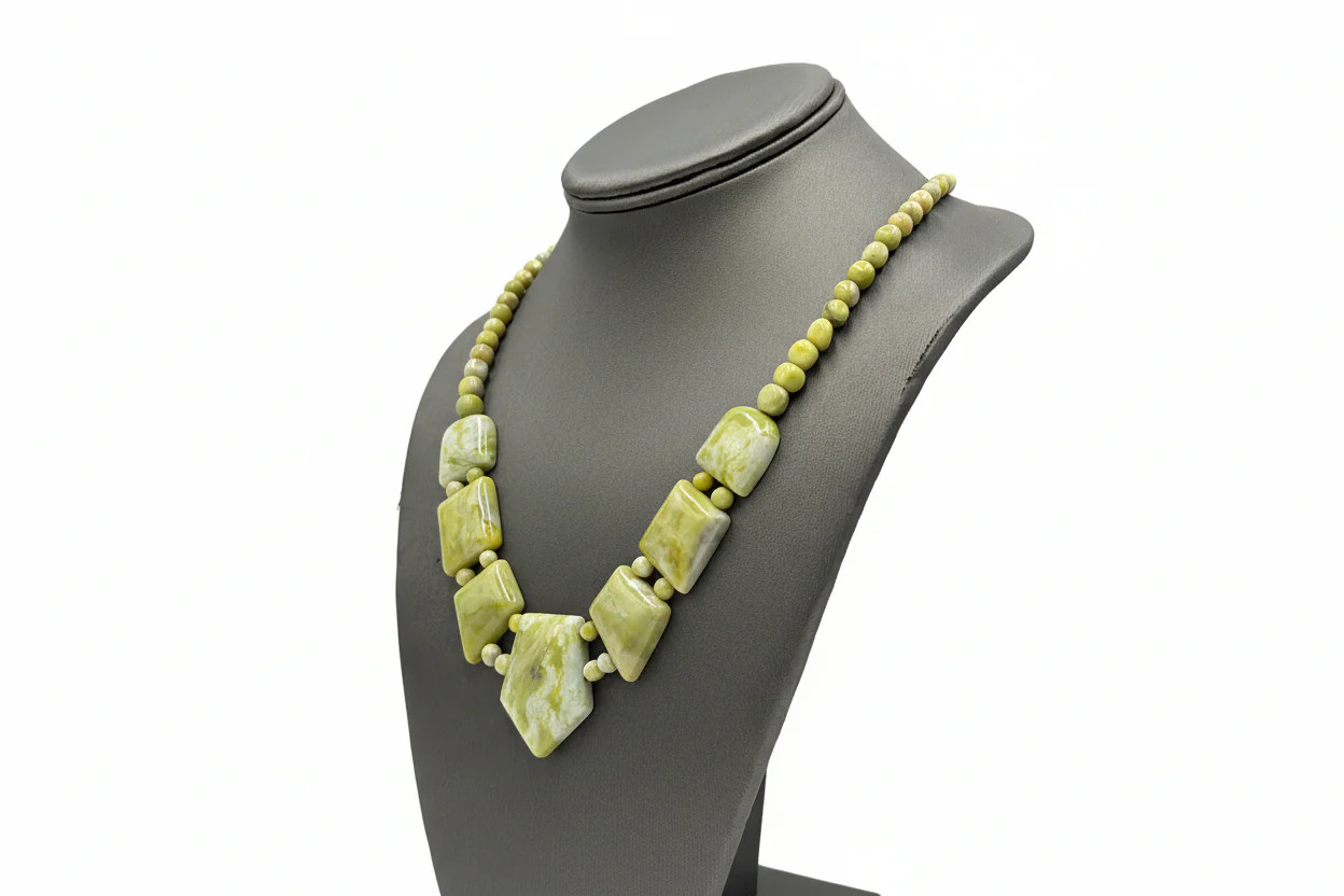 Jay King Sterling Silver South African Olive Calcite Necklace, 18″