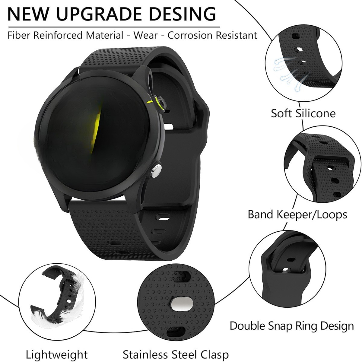Silicone Watch Band Reverse Buckle Fits Samsung Watch 4/5/6 Square Clasp 20 22mm