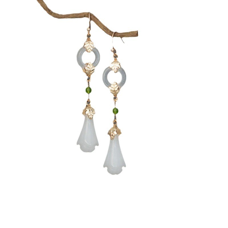 Magnolia Flower Earrings, Traditional Hanfu Qipao Chinese Style Jewelry