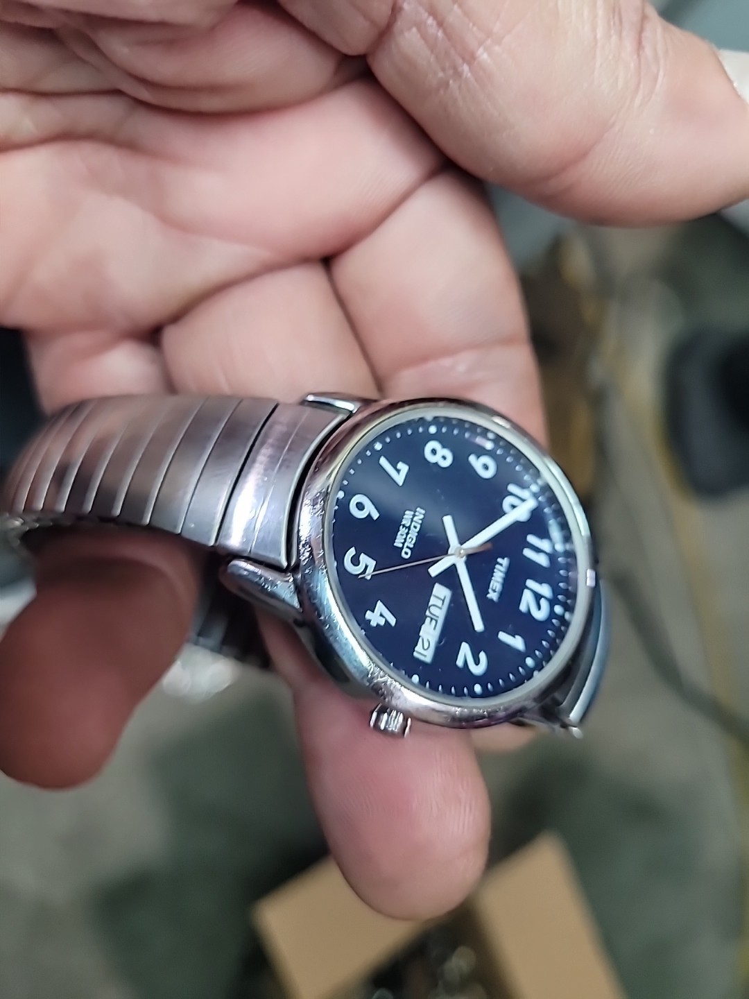 Timex Indiglo Men’s Navy Blue Dial Stainless Case & Flex Bracelet (NJL028081)