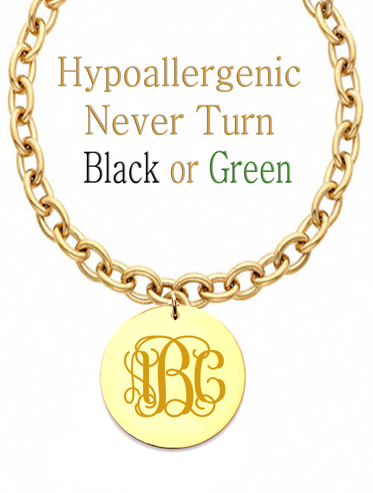 Personalized Monogram Initial Name Circle Charm Necklace Custom Engraved