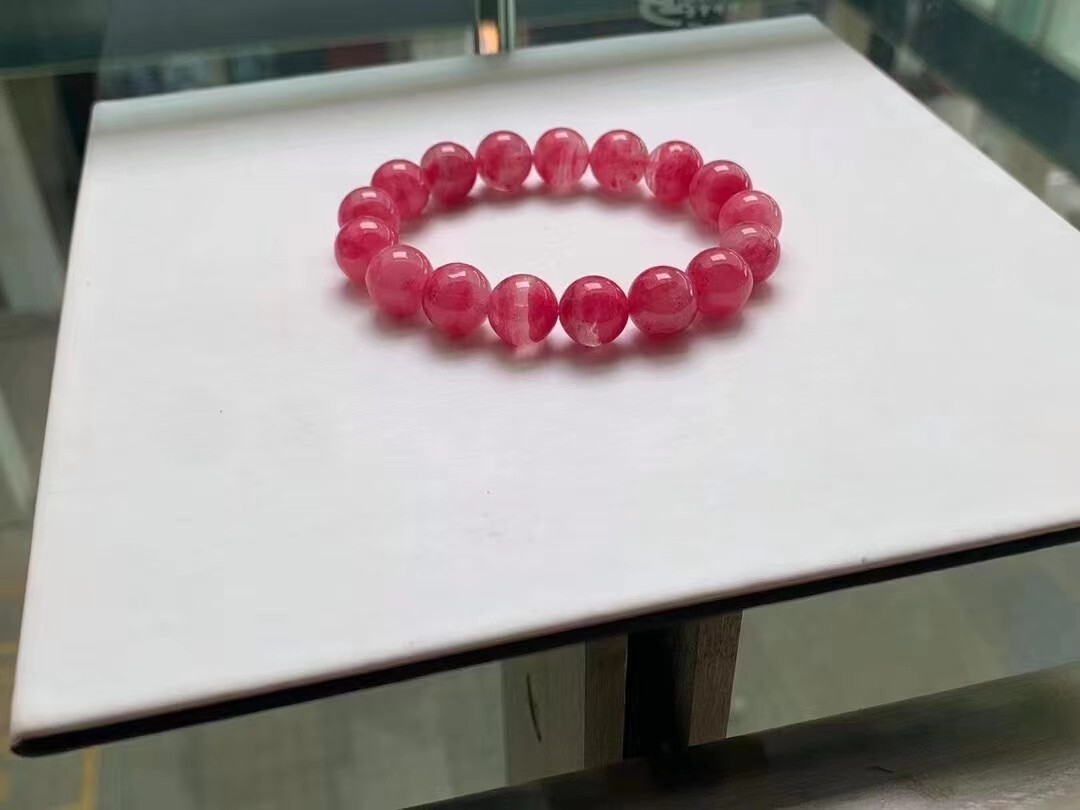 Genuine Natural ice Rose Quartz Round Beads Bracelet AAAAA 13.7mm