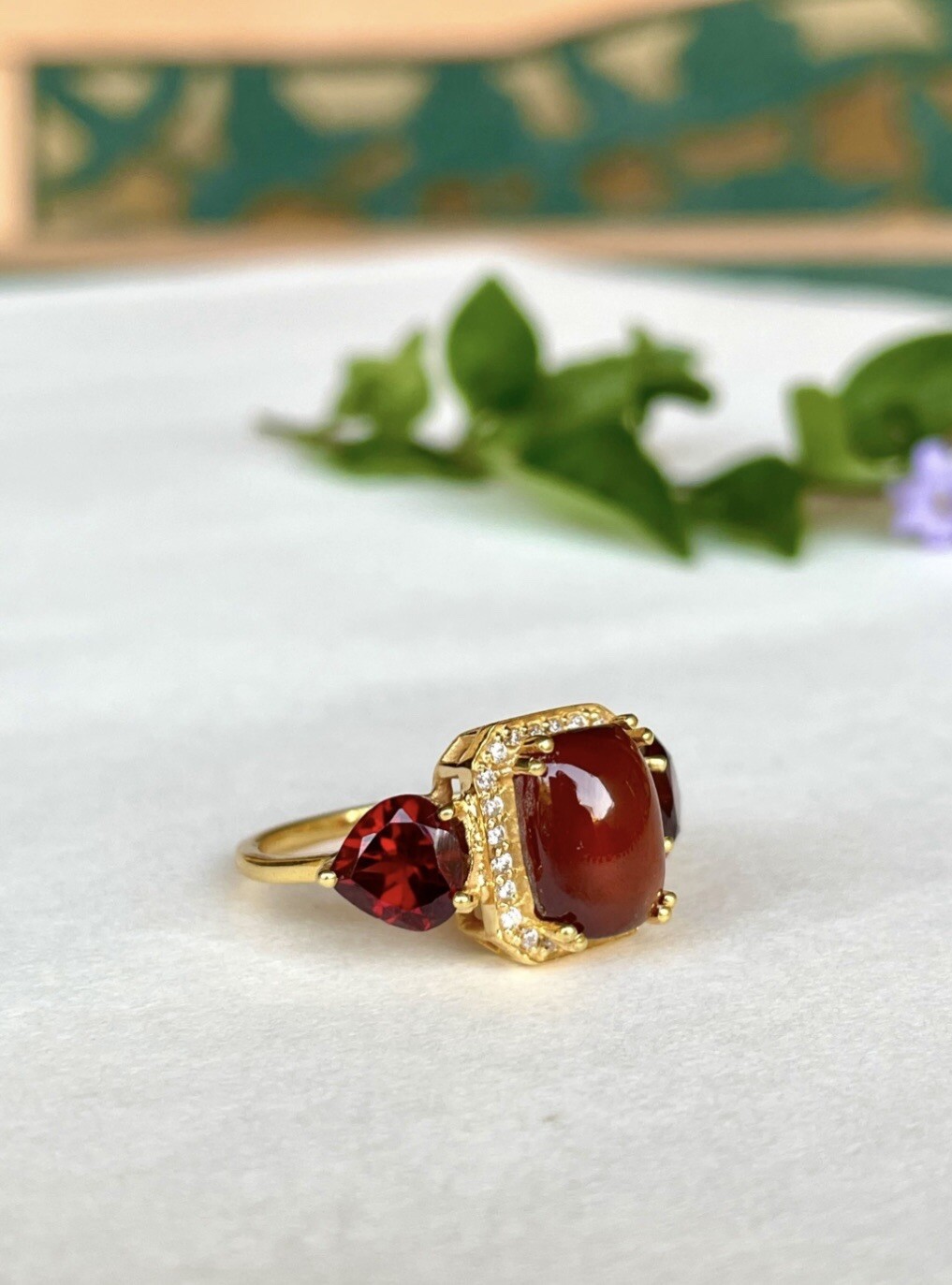 Natural Orange Hessonite Garnet Solid 925 Sterling Silver Statement Ring