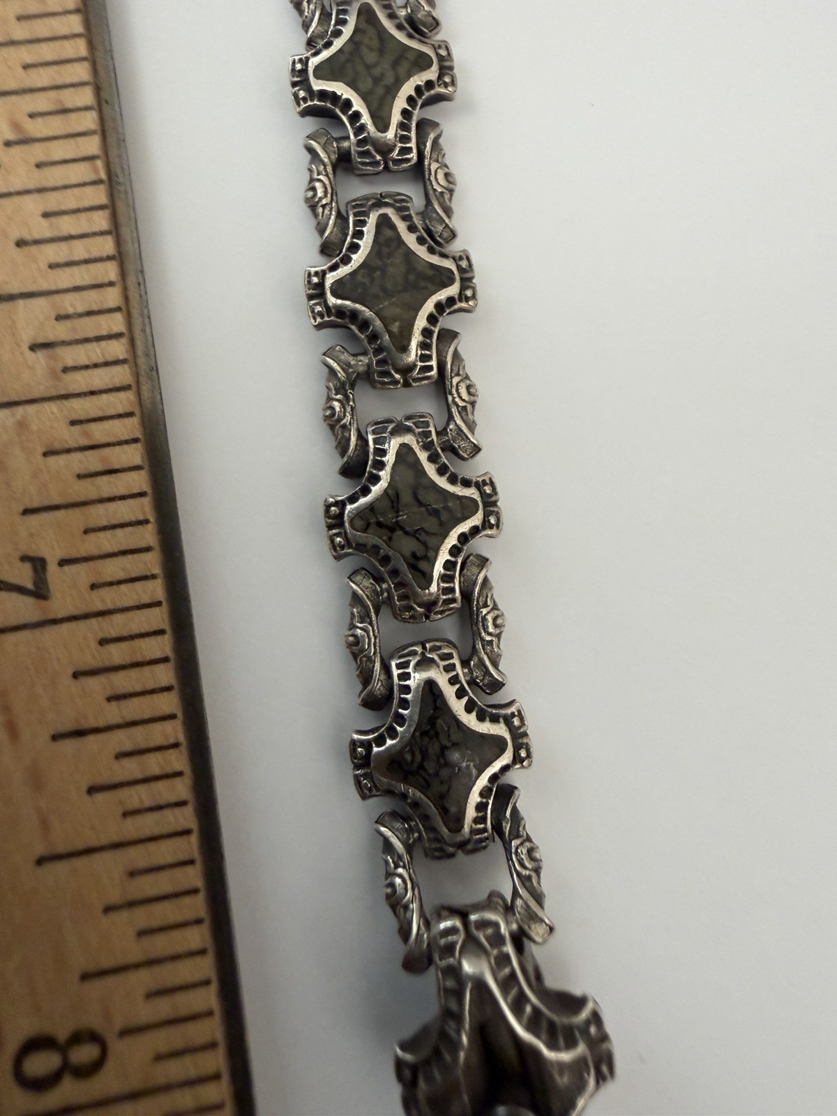 William Henry Sterling Silver Green Mammoth Bracelet Vintage 8.5”