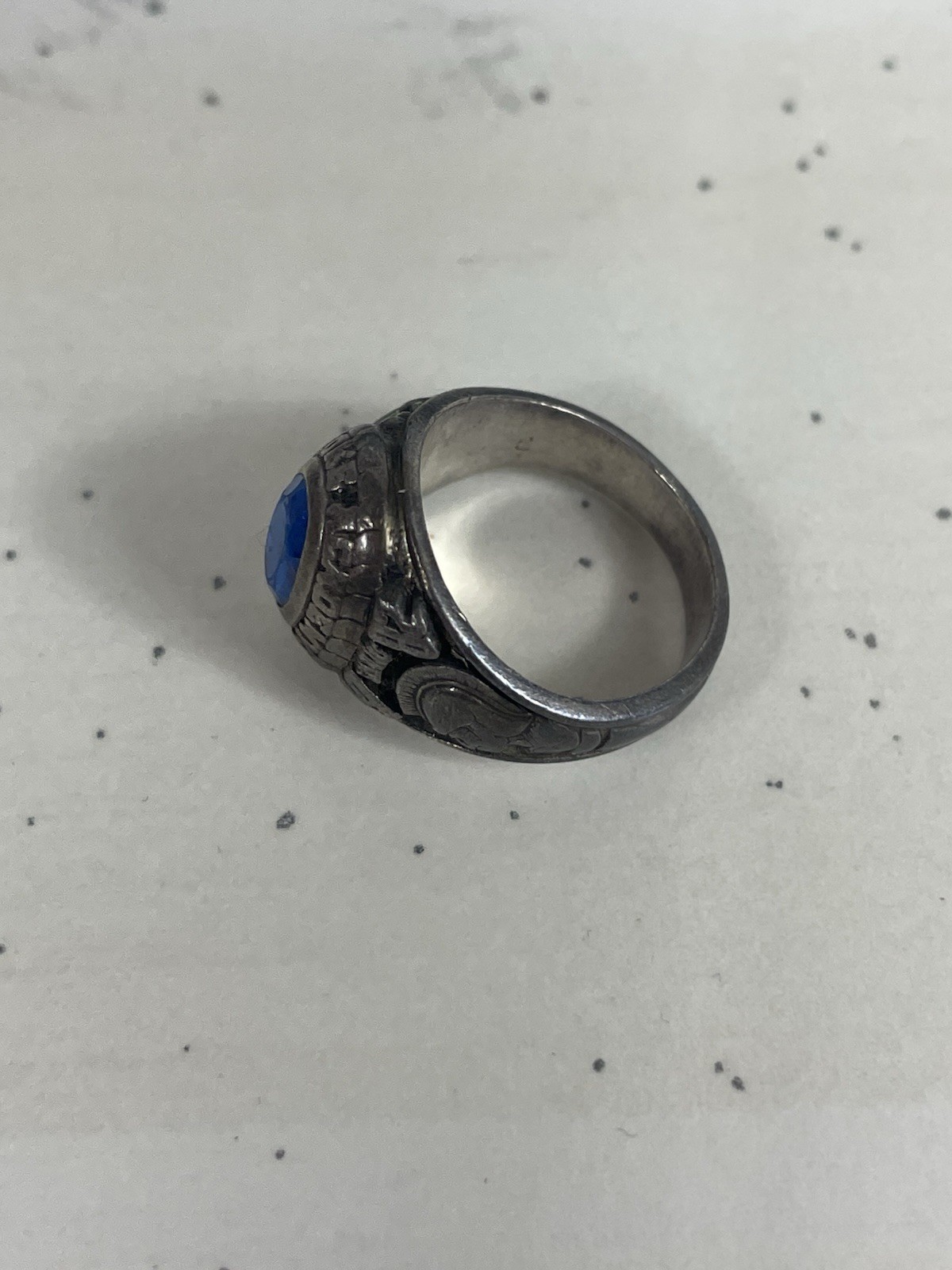 925 Sterling Silver Balfour School College 1986 Pembroke ring Size 5 Blue Stone