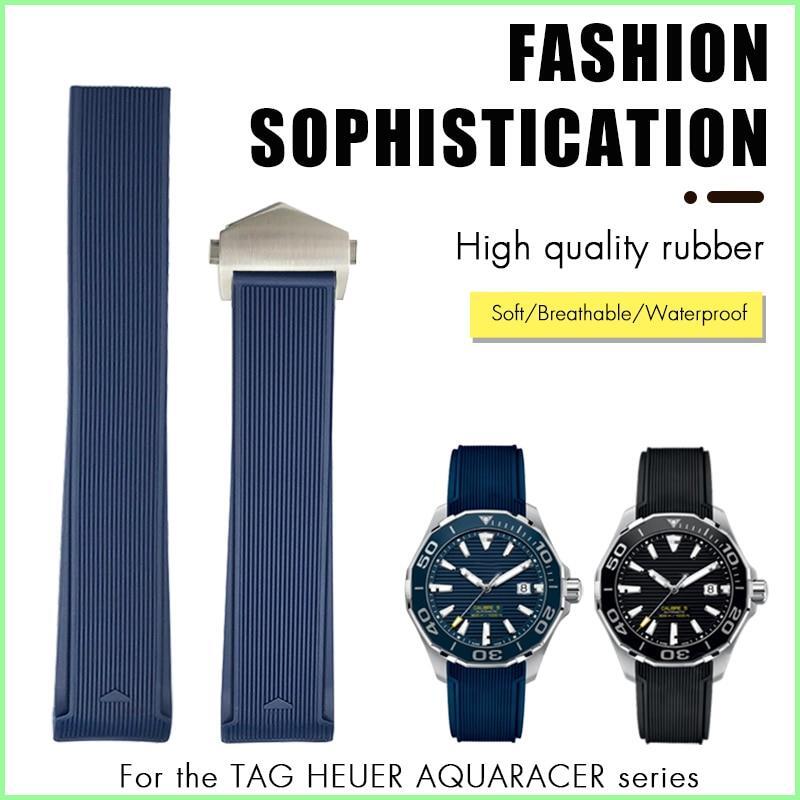 20mm 21mm 22mm Rubber Silicone Band Strap For Tag Heuer CARRERA AQUARACER Watch