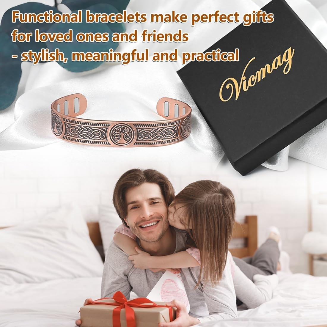 Adjustable 99% Pure Copper Bracelet for Men – Viking & Sun Moon Tree Design