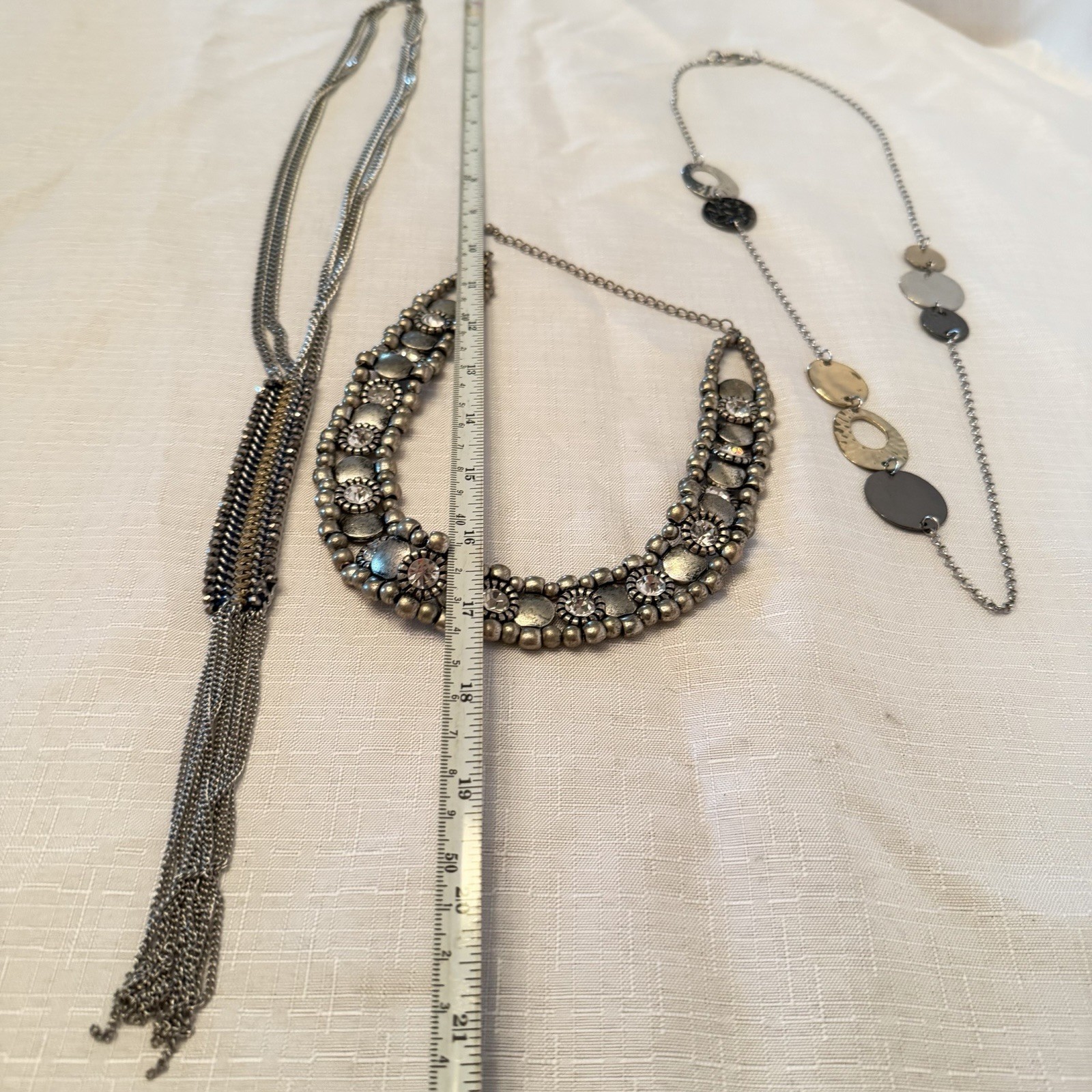 Black Silver Gold Tone Necklace Lot Stella & Dot Geometric Disc Statement Lot