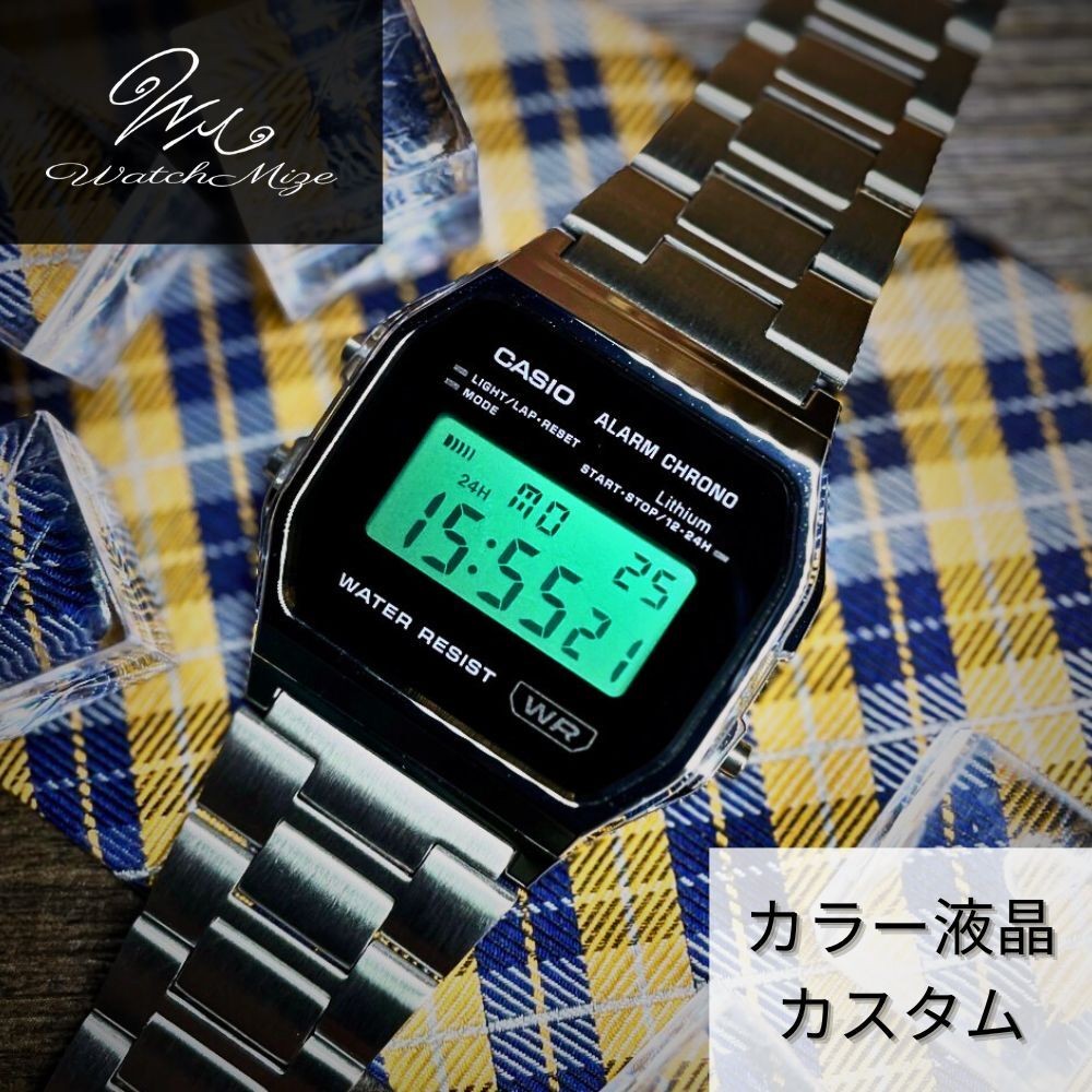 Color LCD custom A158WEA 1JF base green LCD model (CASIO base) custom watch