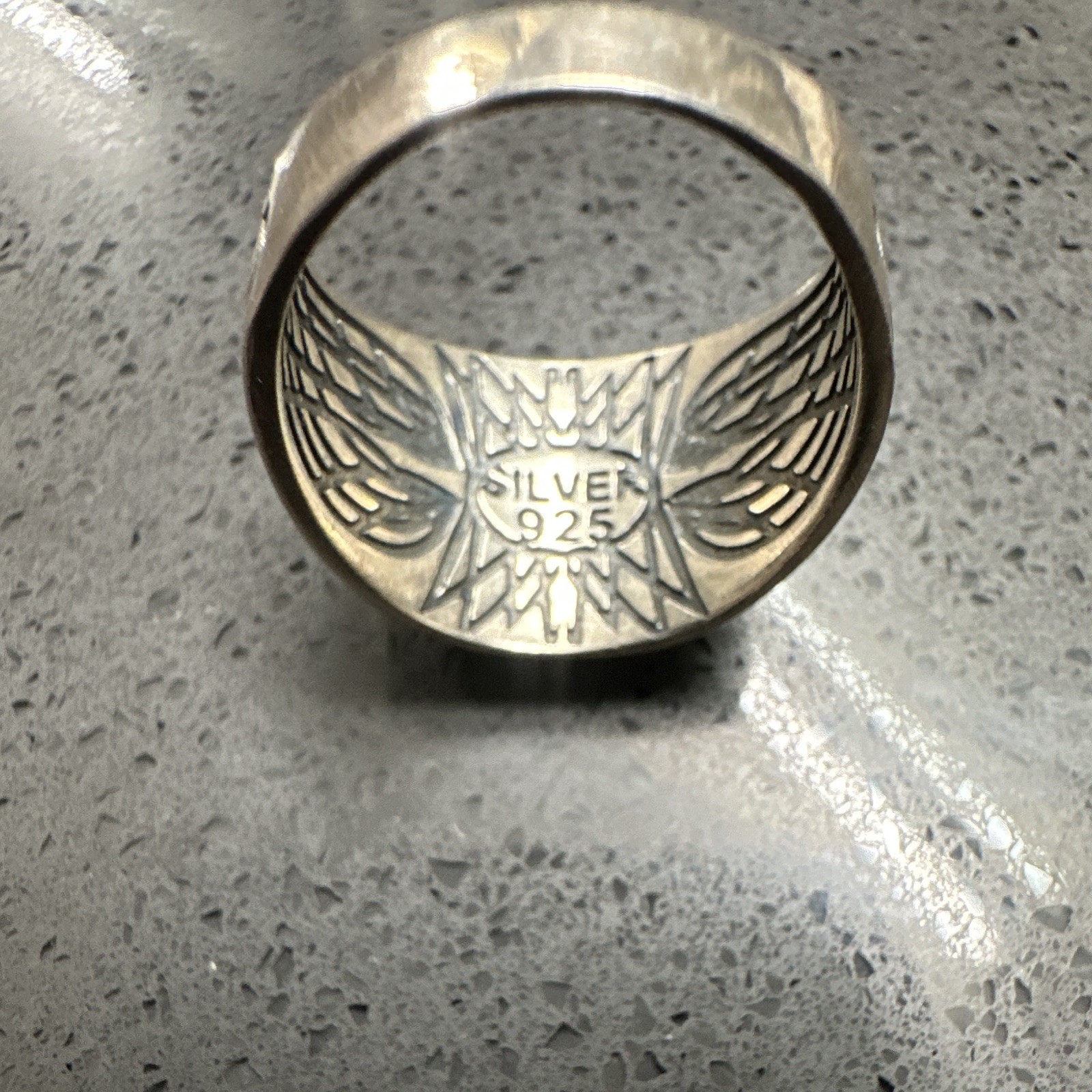 Sterling Silver 925 Signet Ring Size 10 Hinged Opening Top Engraved Floral