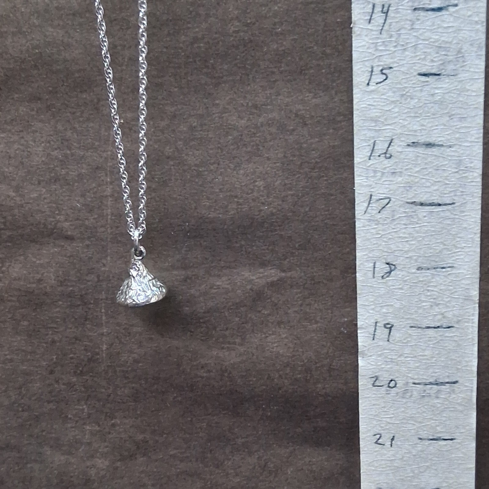 JCF STER Marked Polished Hershey Kiss Designed Pendant Double Chain Necklace