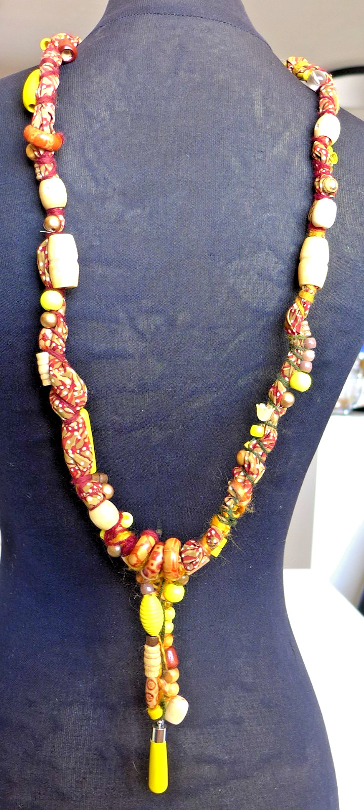 Handmade Fabric Necklace Fiber Art Beads Direct From Artist One Of A Kind