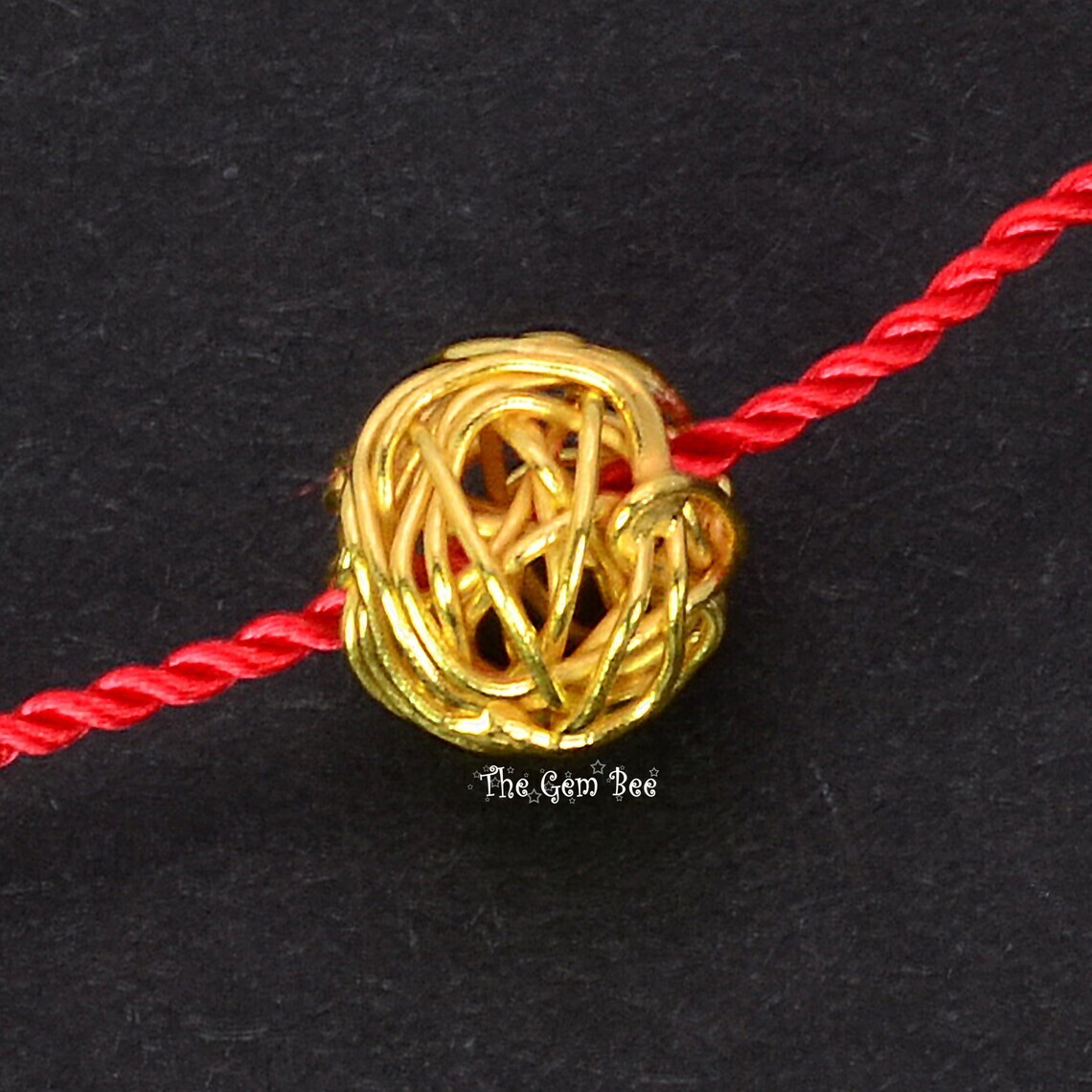 6.5mm 18k Solid Yellow Gold Bird Nest Wire Yarn Fancy Spacer Findings Beads (1)