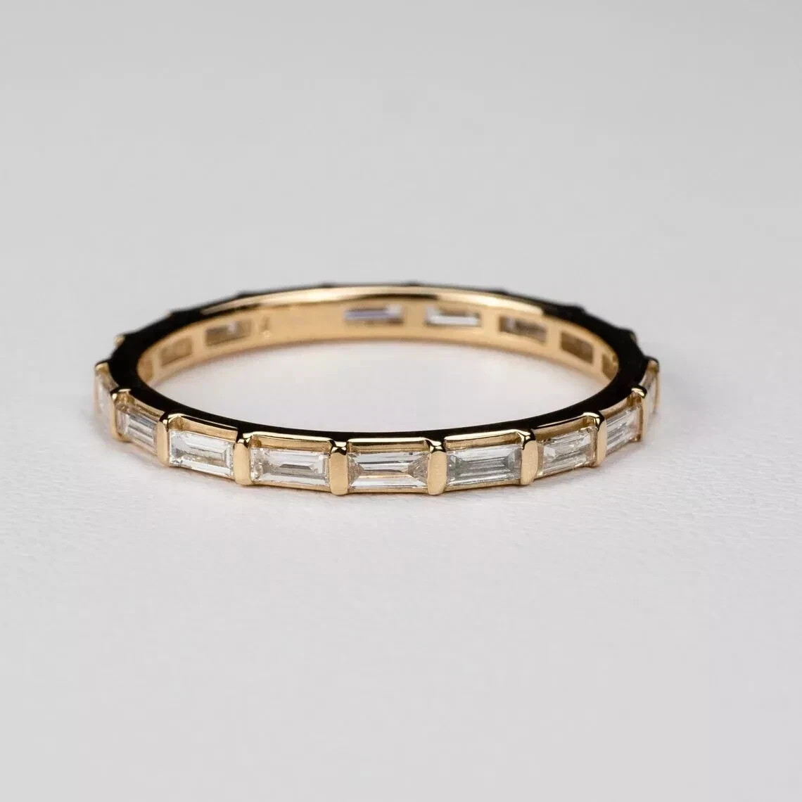 2Ct Baguette Lab-Created Diamond Wedding Eternity Rings 14k Yellow Gold Plated