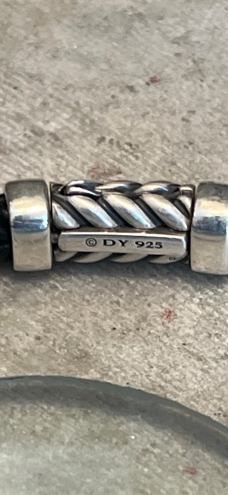 David Yurman Chevron Bracelet Black Rubber 925 silver, 6.8mm 7.75″/7.25″ inner