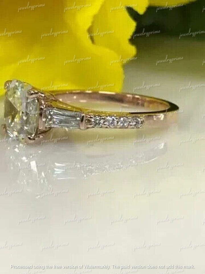 2.50Ct Asscher Cut Lab Created Diamond Engagement Ring 14K Yellow Gold Plated