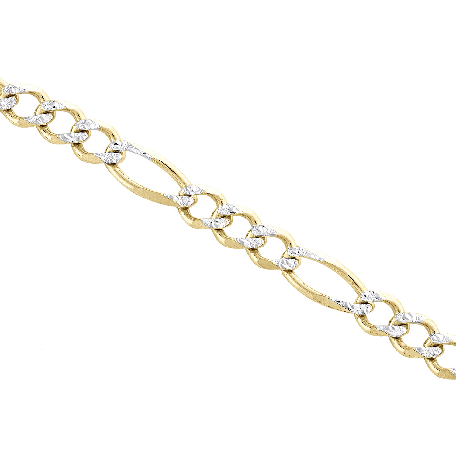 Mens 10K Yellow Gold 6.50mm Diamond Cut Solid Figaro Link Bracelet 7 – 9 Inches
