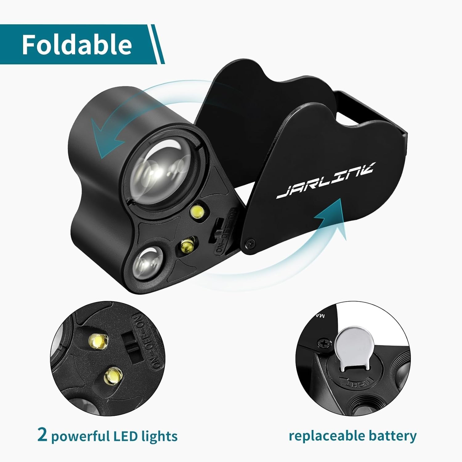 Sleek Foldable 30X 60X Jeweler’s Loupe with Bright LED – For Precise Inspections